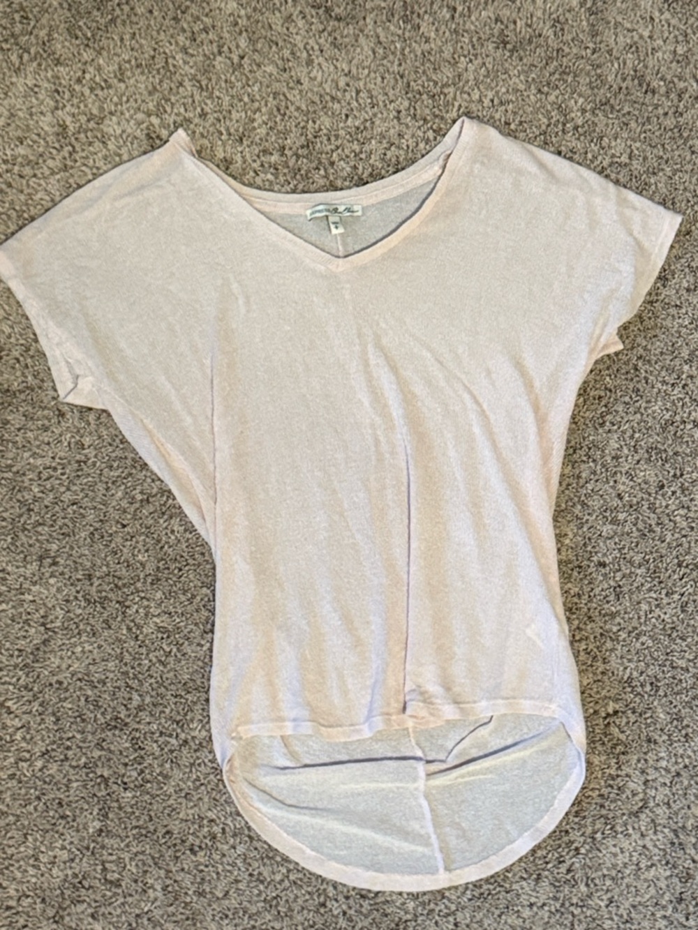 Express Light Pink V-Neck Flutter Sleeve Mesh Top WORN ONCE